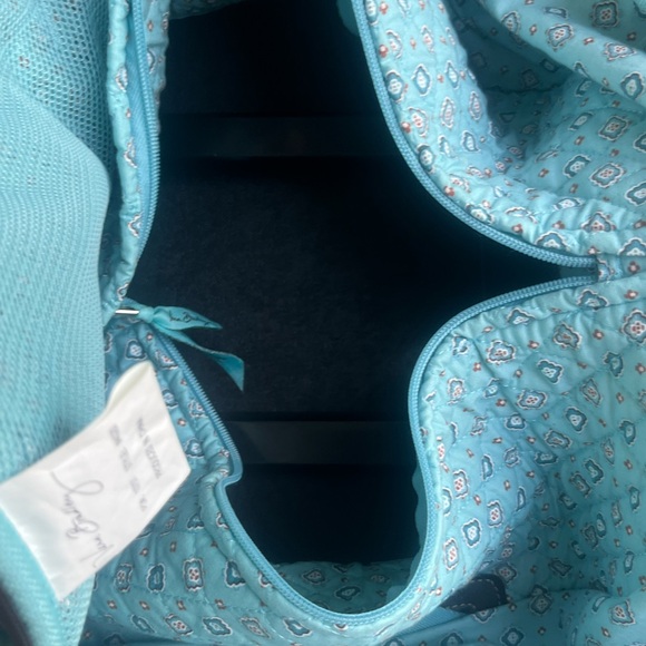 TURQUOISE W/BROWN ACCENTS! Pretty Vera Bradley Fabric Wheeled Carryon Suitcase - Picture 15 of 16